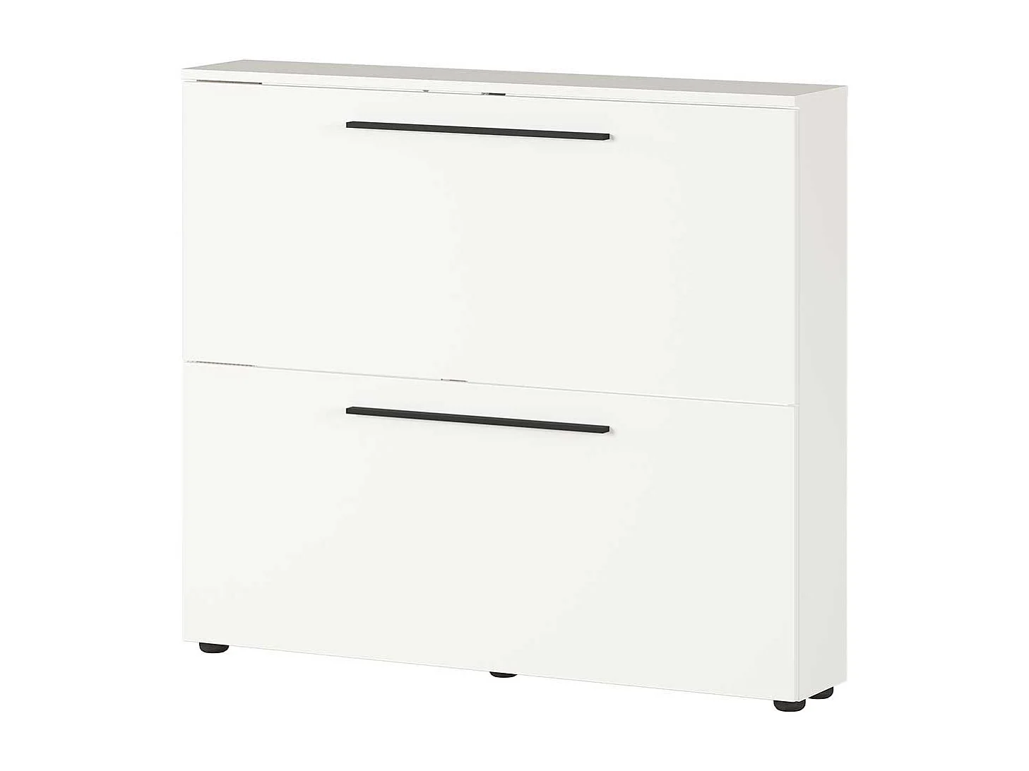 Garderobenschuhschrank in Weiß melaminbeschichtet Metallgriffen