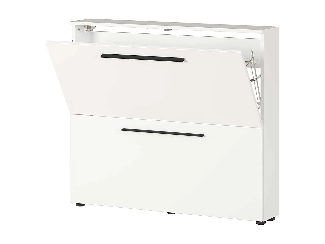 Garderobenschuhschrank in Weiß melaminbeschichtet Metallgriffen