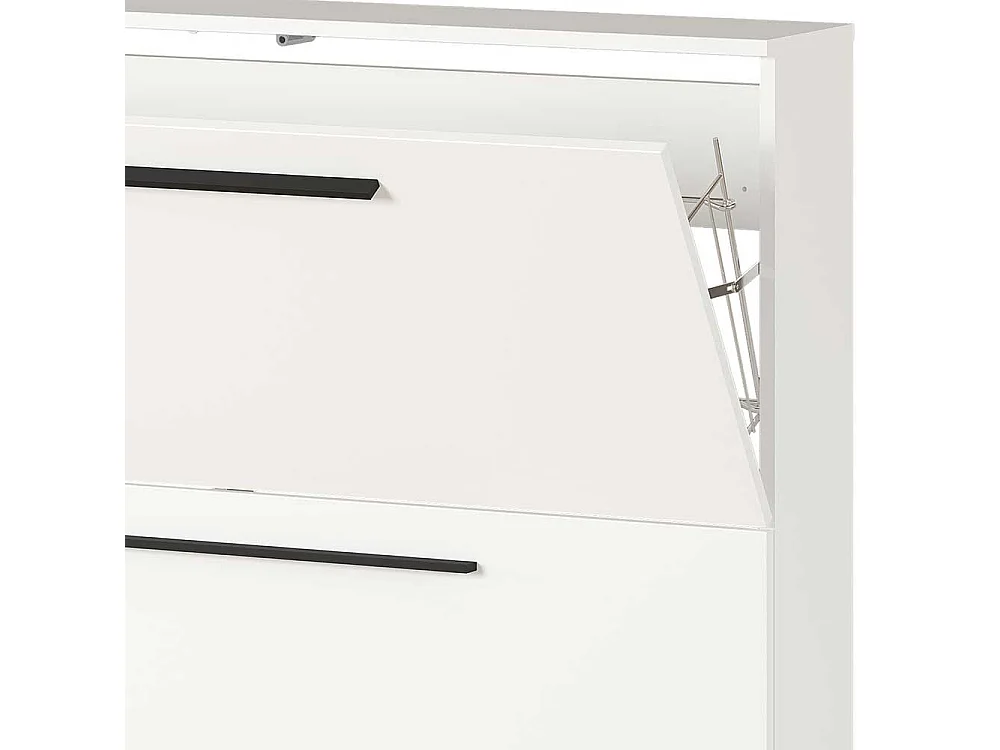 Garderobenschuhschrank in Weiß melaminbeschichtet Metallgriffen