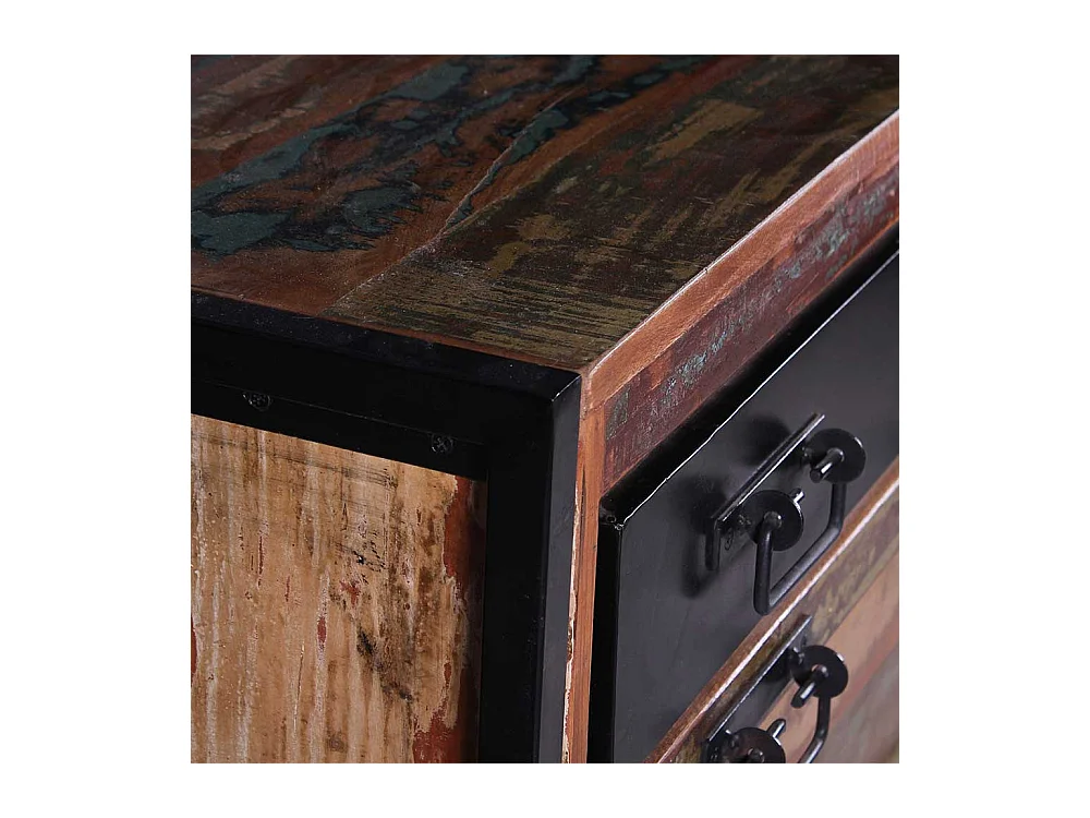 Schuhkommode in Bunt und Schwarz Massivholz und Metall