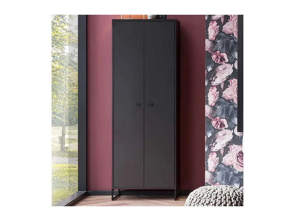 Schwarzer Schuhschrank im Skandi Design Stangen Schuhablage