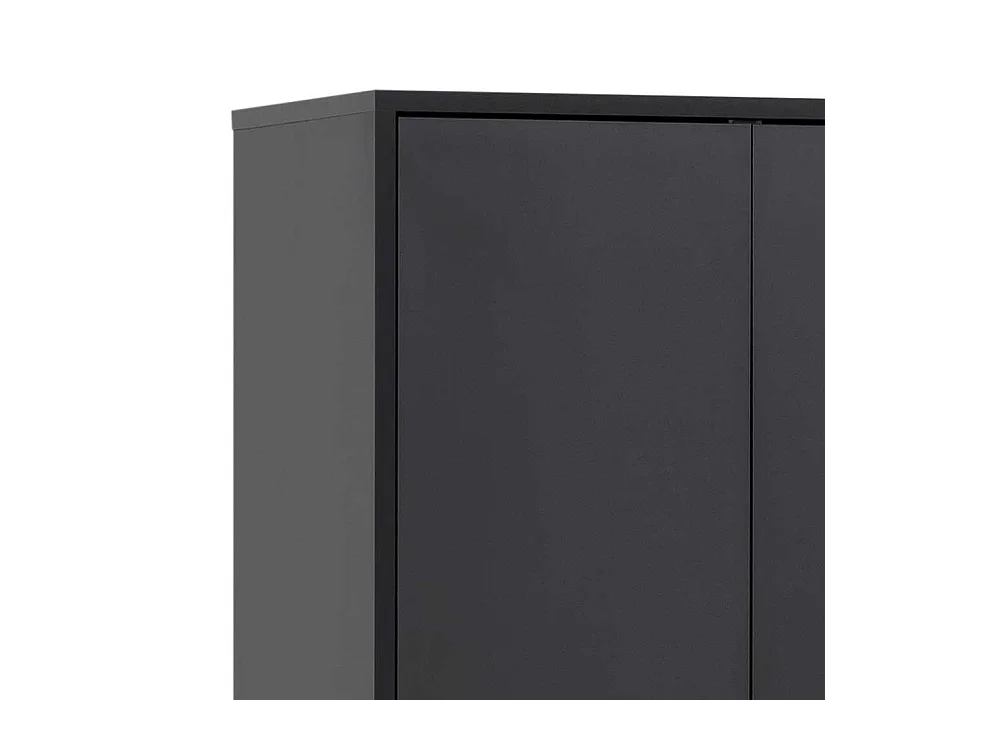 Schwarzer Schuhschrank im Skandi Design Stangen Schuhablage