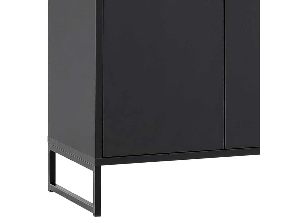 Schwarzer Schuhschrank im Skandi Design Stangen Schuhablage