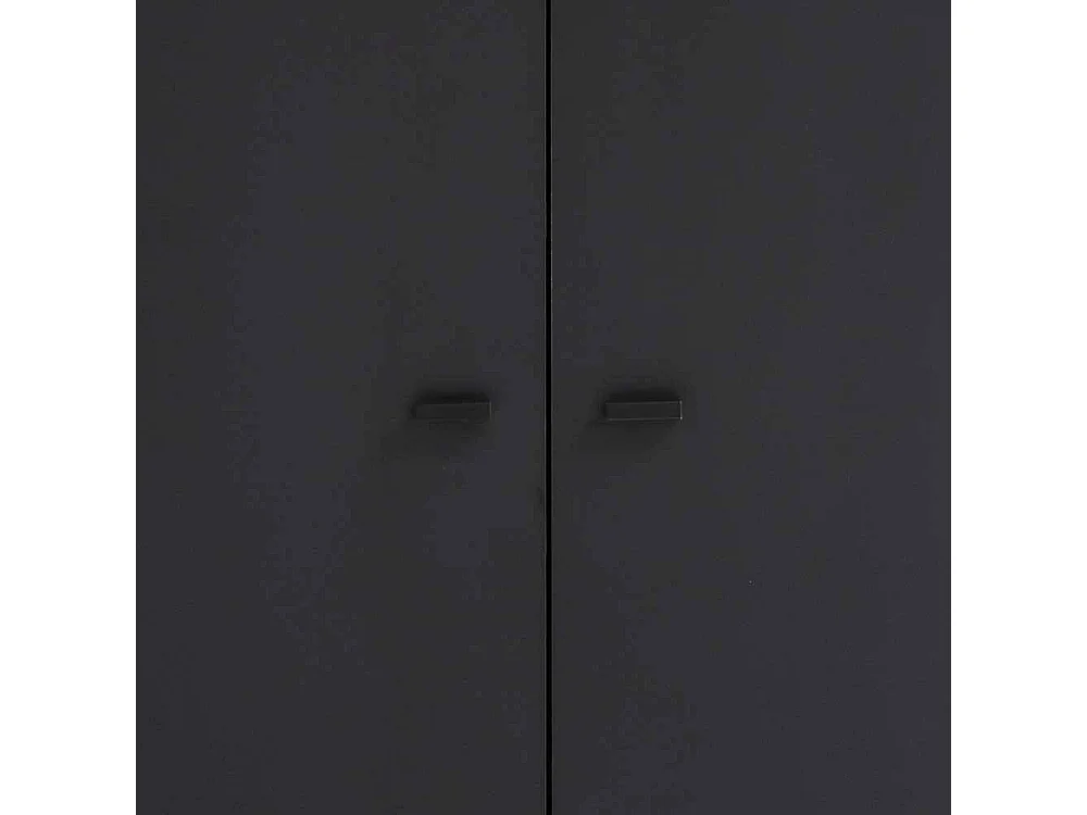 Schwarzer Schuhschrank im Skandi Design Stangen Schuhablage