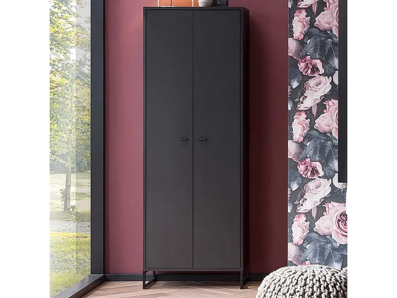 Schwarzer Schuhschrank im Skandi Design Stangen Schuhablage