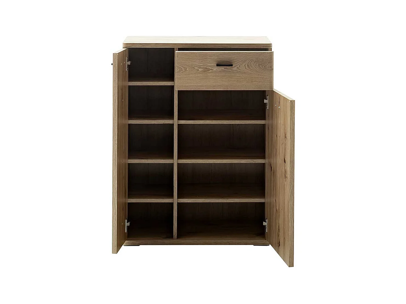 Schuh Schrank Holzoptik in Wildeichefarben Soft Close Türen und Schublade