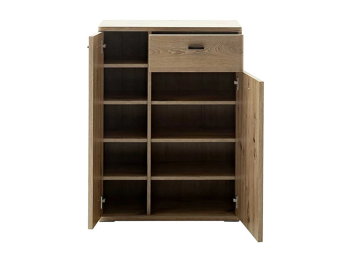 Schuh Schrank Holzoptik in Wildeichefarben Soft Close Türen und Schublade