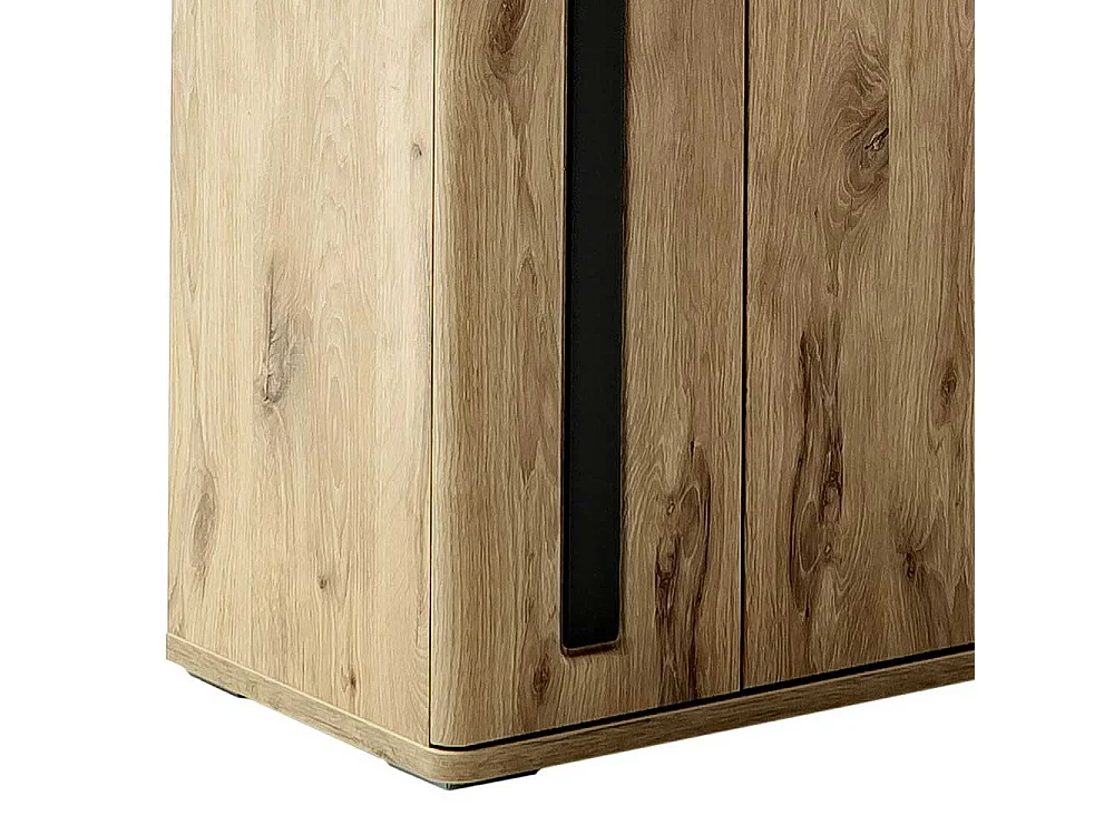 Schuh Schrank Holzoptik in Wildeichefarben Soft Close Türen und Schublade