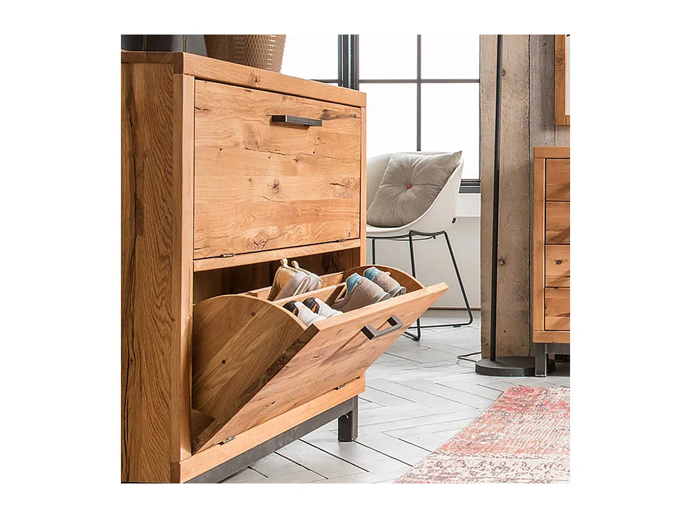 Schuhschränkchen im rustikalen Landhausstil Wildeiche & Buche Massivholz