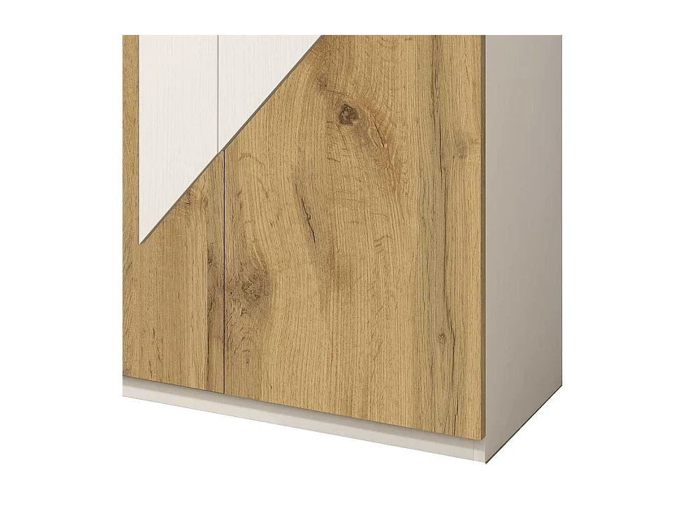 Garderobenschuhschrank in Weiß und Wildeiche Optik modern