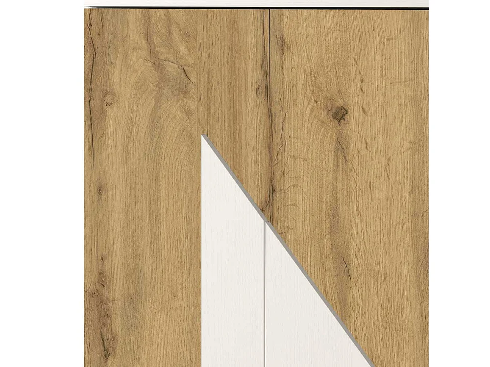 Garderobenschuhschrank in Weiß und Wildeiche Optik modern