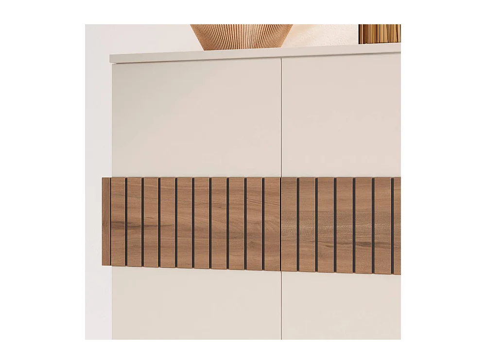 Schuh Schrank Schuhgarderobe in Weiß und Holz Braun