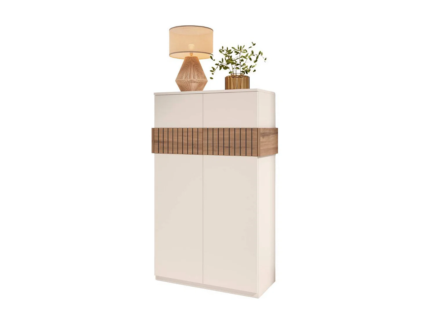 Schuh Schrank Schuhgarderobe in Weiß und Holz Braun