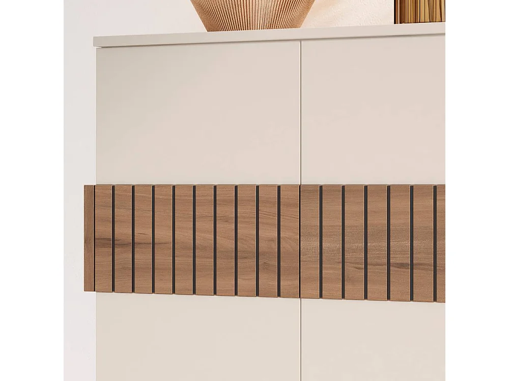 Schuh Schrank Schuhgarderobe in Weiß und Holz Braun