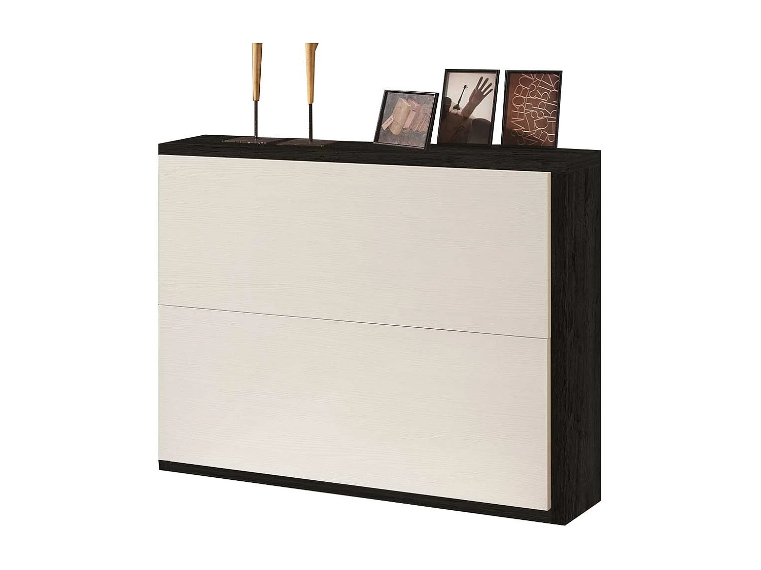 Garderobenschuhschrank in Weiß und Schwarz zwei Klappen