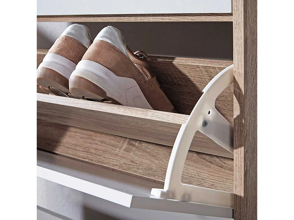 Garderobenschuhschrank mit Ablage in Weiß Sonoma-Eiche