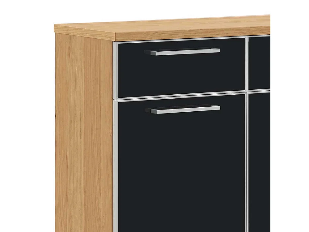 Schuhschrank in Anthrazit Glas beschichtet Eiche Bianco