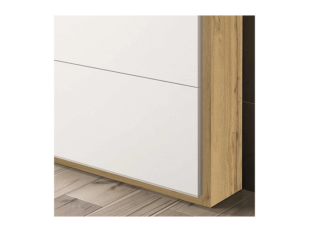 Schuhschrank in Weiß und Wildeichefarben 120 cm hoch