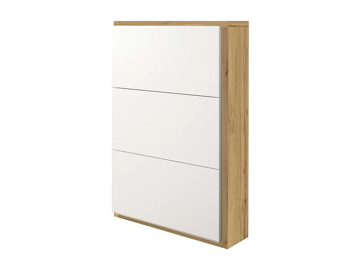 Schuhschrank in Weiß und Wildeichefarben 120 cm hoch