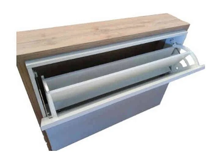 Schuhschrank in Weiß und Wildeichefarben 120 cm hoch