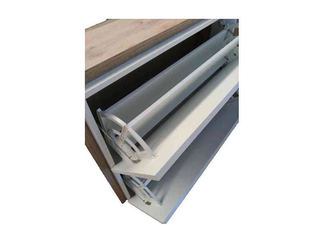 Schuhschrank in Weiß und Wildeichefarben 120 cm hoch