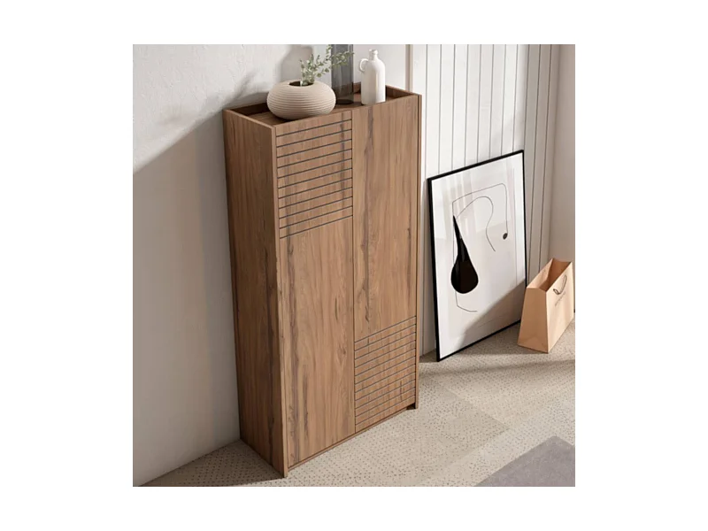 Garderobenschuhschrank Schuh Schrank mit Drehtüren in Holz Braun