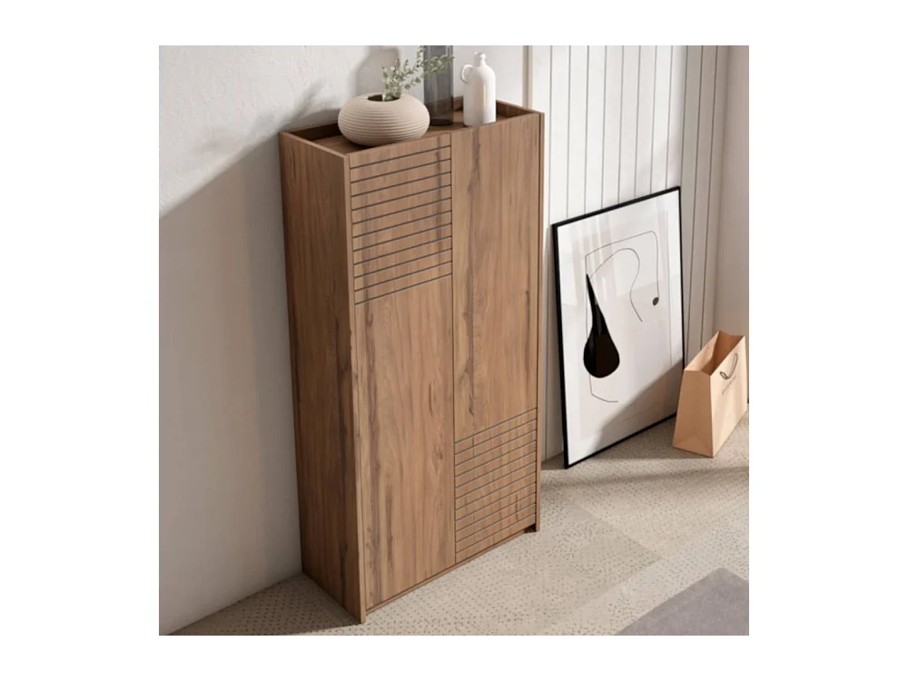 Garderobenschuhschrank Schuh Schrank mit Drehtüren in Holz Braun