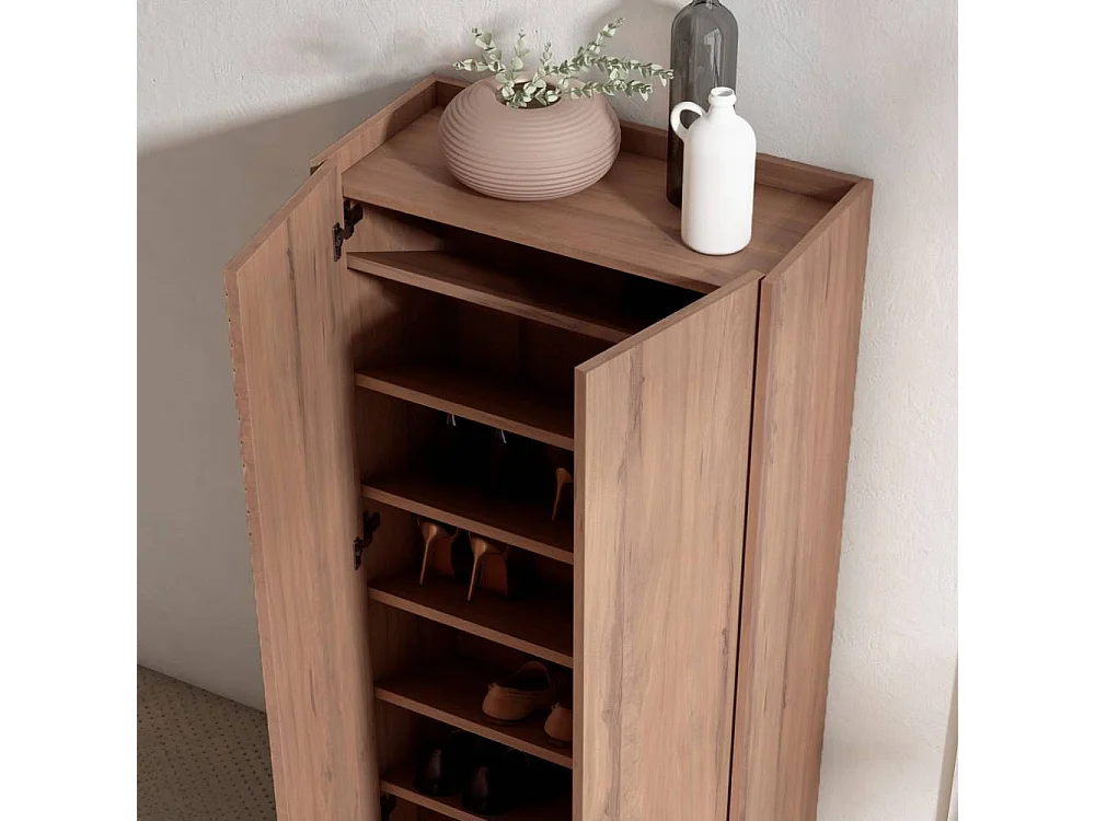 Garderobenschuhschrank Schuh Schrank mit Drehtüren in Holz Braun