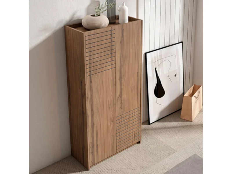 Garderobenschuhschrank Schuh Schrank mit Drehtüren in Holz Braun