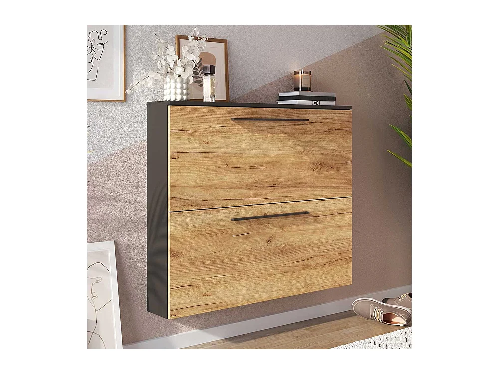 Garderobenschuhschrank in Wildeichefarben Anthrazit