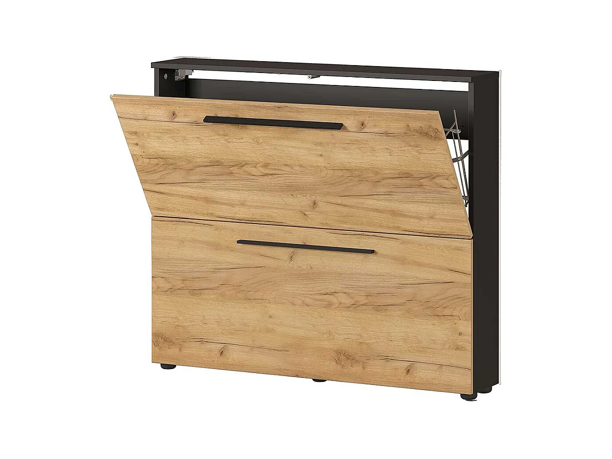 Garderobenschuhschrank in Wildeichefarben Anthrazit