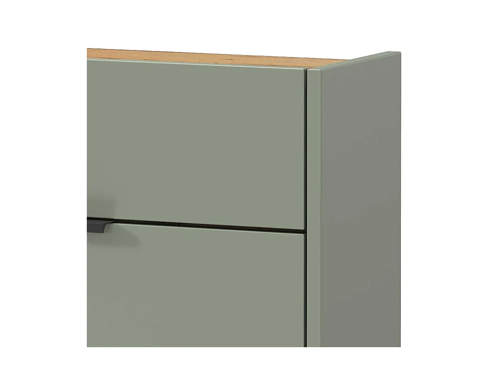 Schuhschrank Schuh Schrank in Graugrün mit Metallgriffen