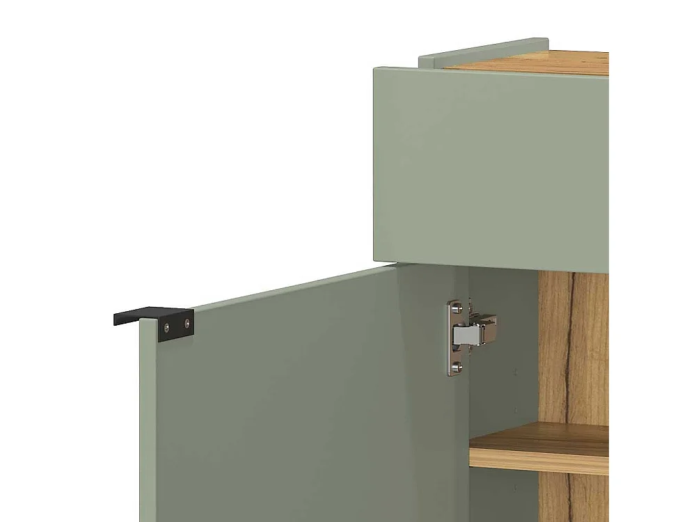 Schuhschrank Schuh Schrank in Graugrün mit Metallgriffen