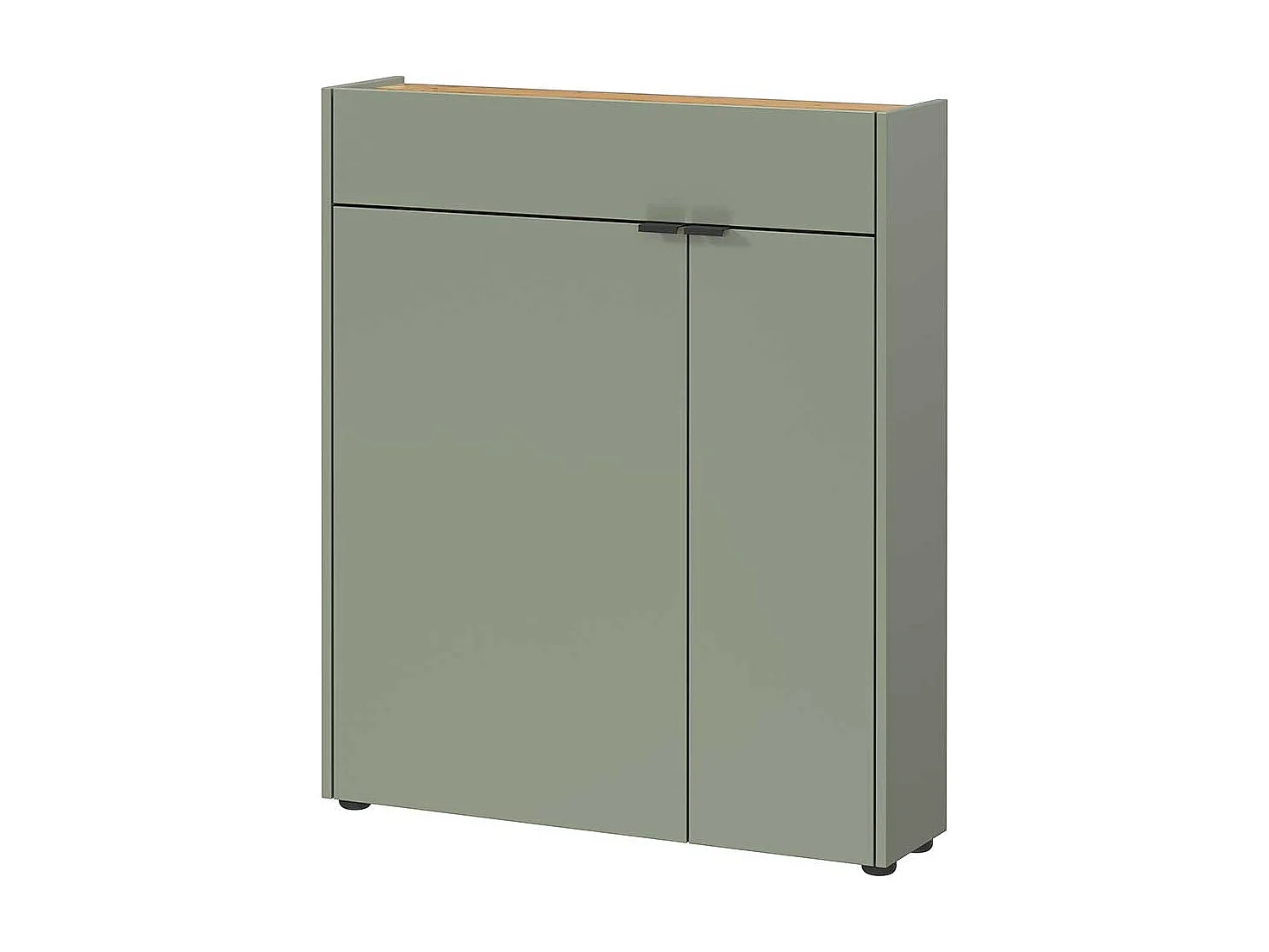 Schuhschrank Schuh Schrank in Graugrün mit Metallgriffen