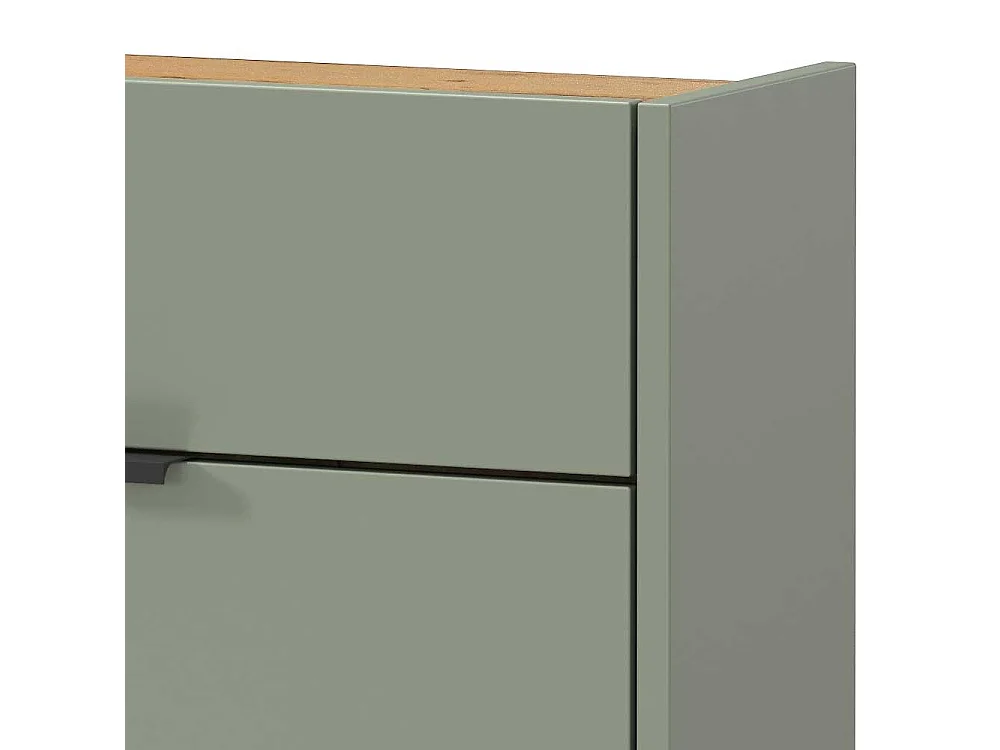 Schuhschrank Schuh Schrank in Graugrün mit Metallgriffen