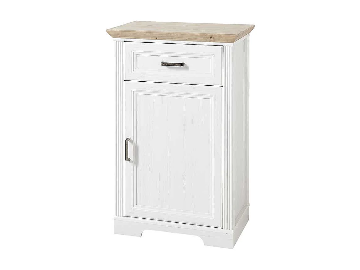 Landhaus Schuhkommode in Weiß und Eichefarben 65 cm breit