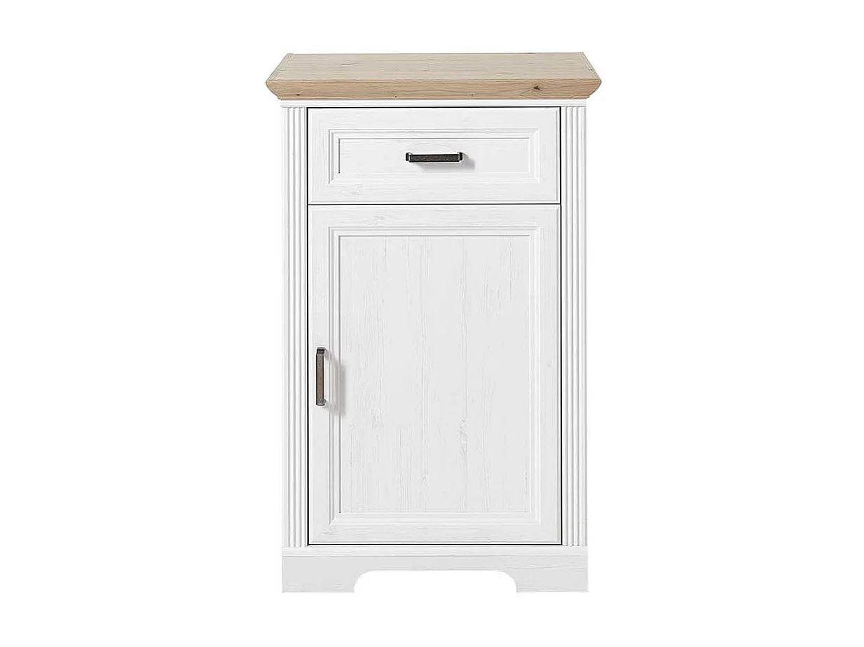 Landhaus Schuhkommode in Weiß und Eichefarben 65 cm breit