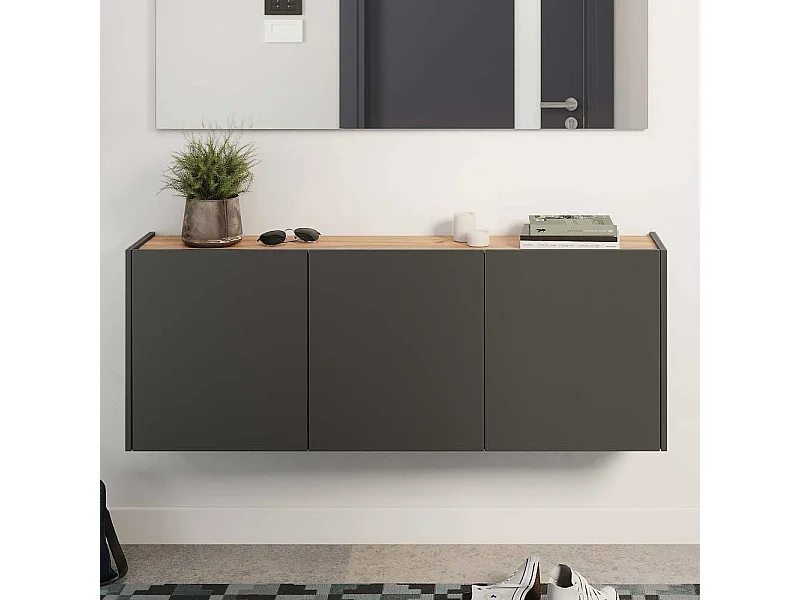 Schrank Hängeschrank in Dunkelgrau für die Wandmontage