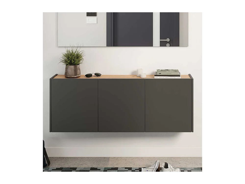 Schrank Hängeschrank in Dunkelgrau für die Wandmontage