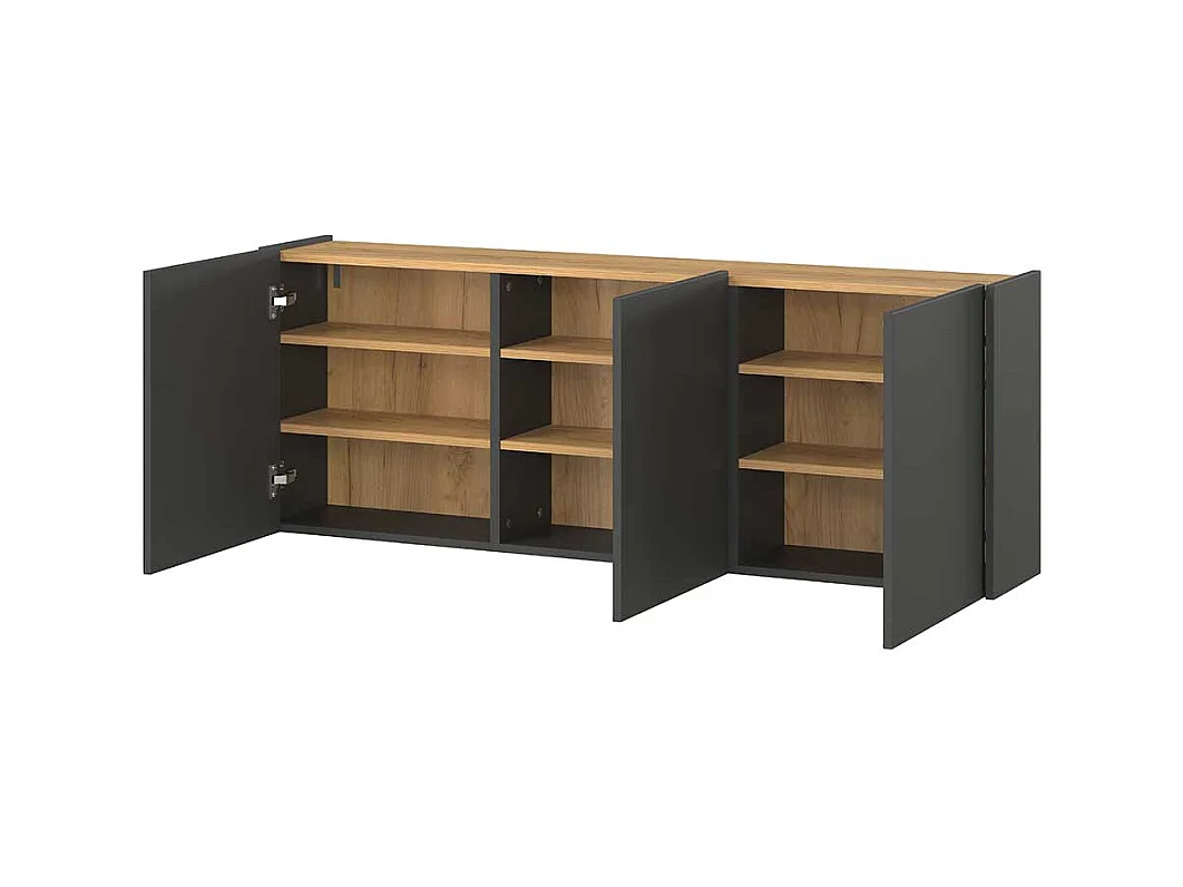 Schrank Hängeschrank in Dunkelgrau für die Wandmontage