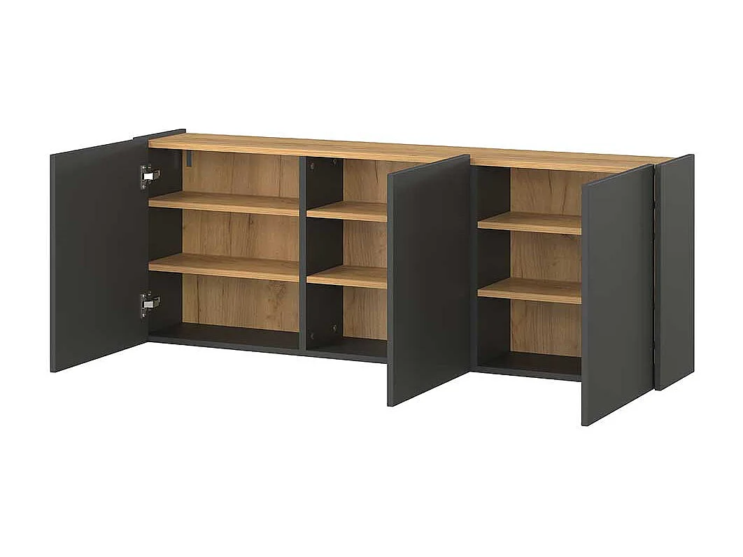 Schrank Hängeschrank in Dunkelgrau für die Wandmontage