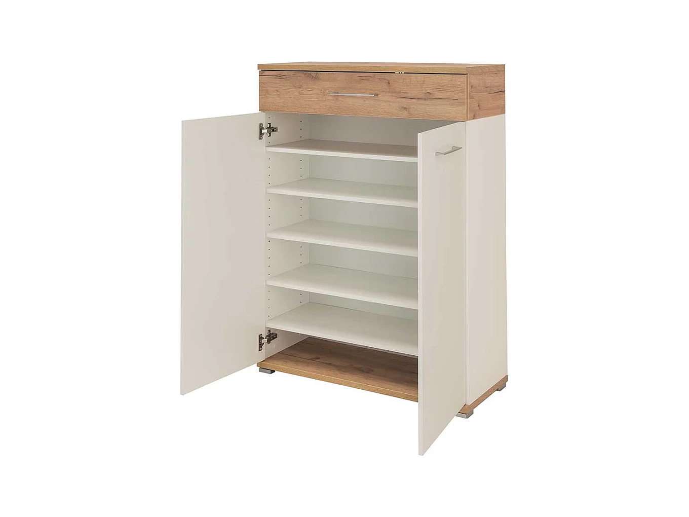 Schuhschrank in Weiß Eiche 90 cm