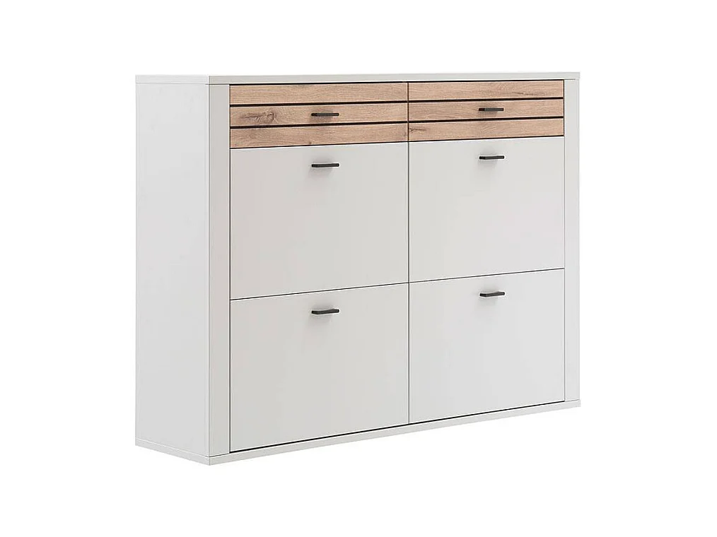 Schuhschrank Schuhklappenschrank in Lichtgrau mit Metallgriffen