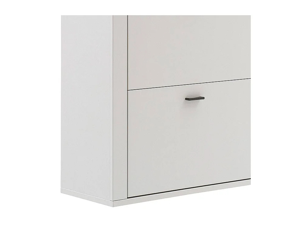 Schuhschrank Schuhklappenschrank in Lichtgrau mit Metallgriffen