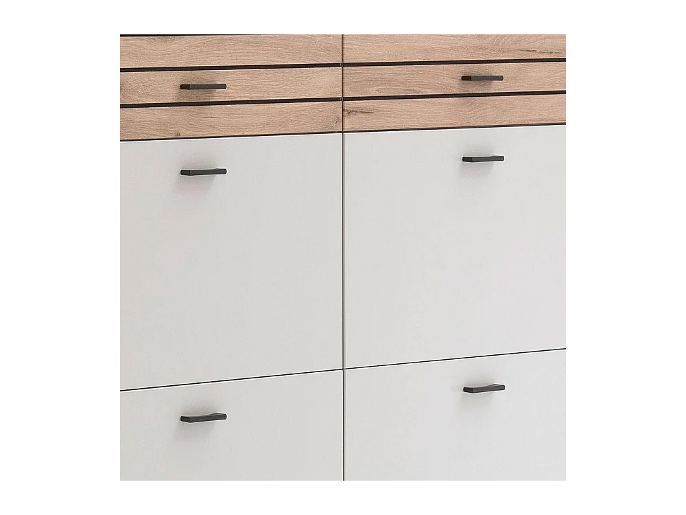 Schuhschrank Schuhklappenschrank in Lichtgrau mit Metallgriffen