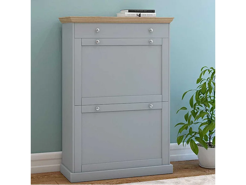 Schuhschrank Schuh Klappschrank mit einer Schublade inklusive zwei Schuhklappen