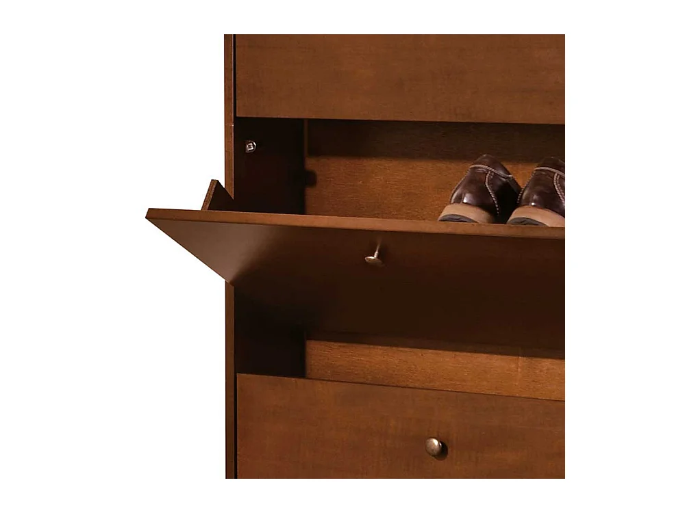 Klassischer Garderobenschuhschrank in Nussbaumfarben vier Schuhklappen