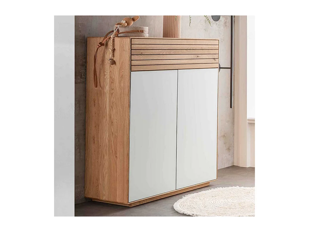 Schuhgarderobe Schuh Schrank mit Drehtüren in Weiß und Asteichefarben