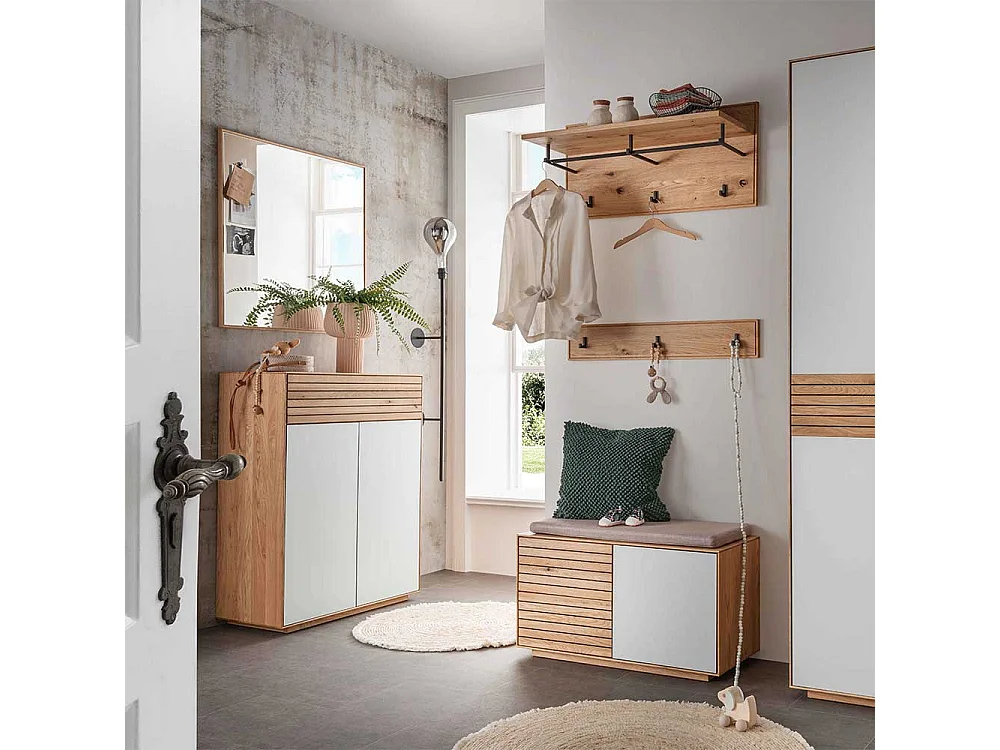 Schuhgarderobe Schuh Schrank mit Drehtüren in Weiß und Asteichefarben