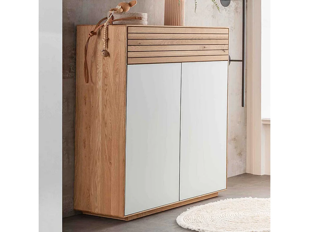 Schuhgarderobe Schuh Schrank mit Drehtüren in Weiß und Asteichefarben